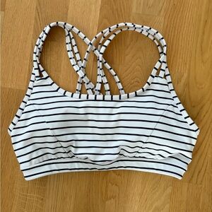 Athleta White and navy Striped sports bra size small